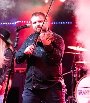 a man playing a violin on stage